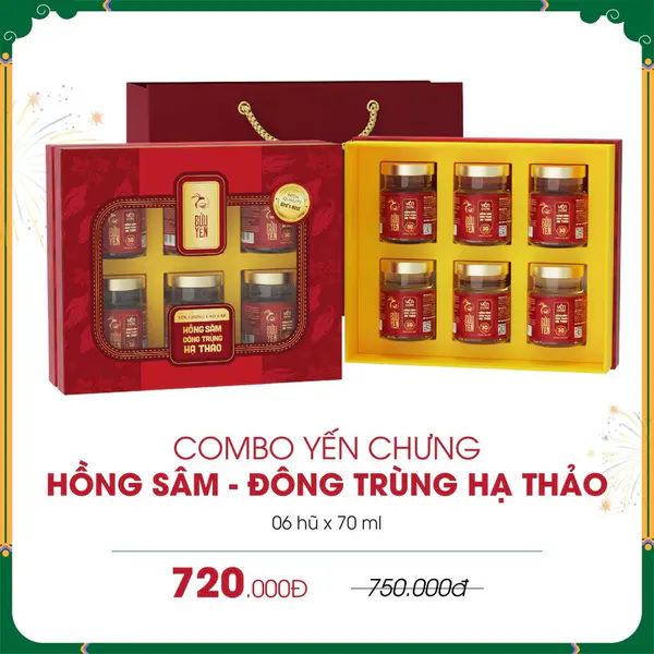 Hộp Quà Yến Chưng Hồng Sâm Đông Trùng Hạ Thảo
