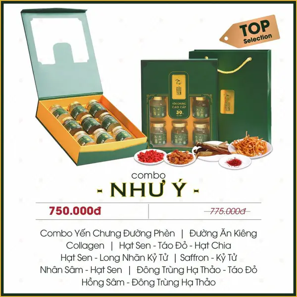 Hộp Quà Yến Chưng Như Ý Tặng kèm 1 hộp đường phèn